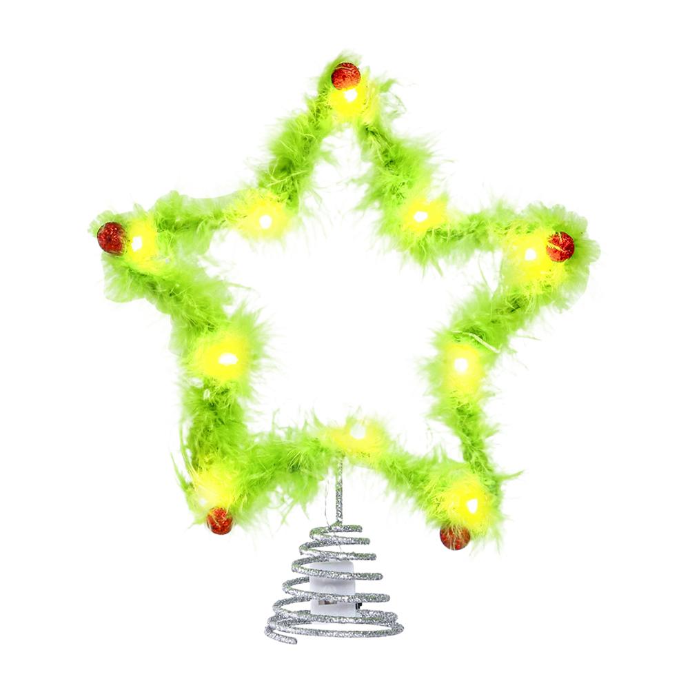 Christmas Fuzzy Grinch Star Tree Topper Holiday Festive Creative Grinch Decoration Christmas Party Home Decor Ornament