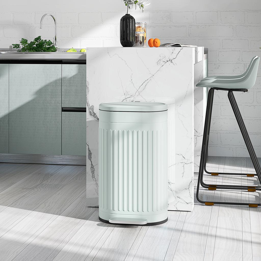 Μεταλλικός Κάδος Κουζίνας 30L, με Καπάκι Soft-Close - Απαλό Πράσινο