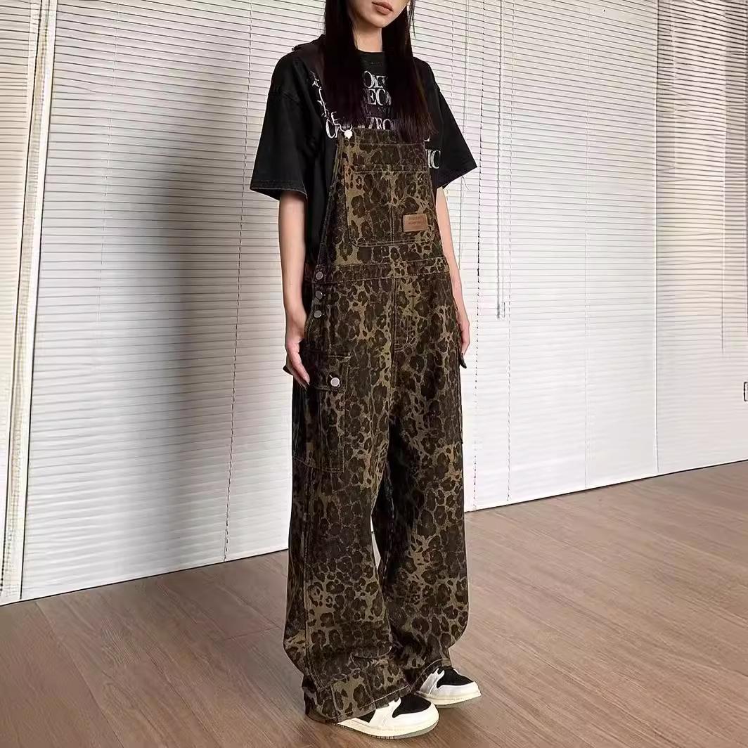 

Ностальгический выстиранный принт Весна-Лето Рваные Свободные Повседневные Комбинезоны - Унисекс Бесплатная Доставка Специальное Предложение 2XL кофейный