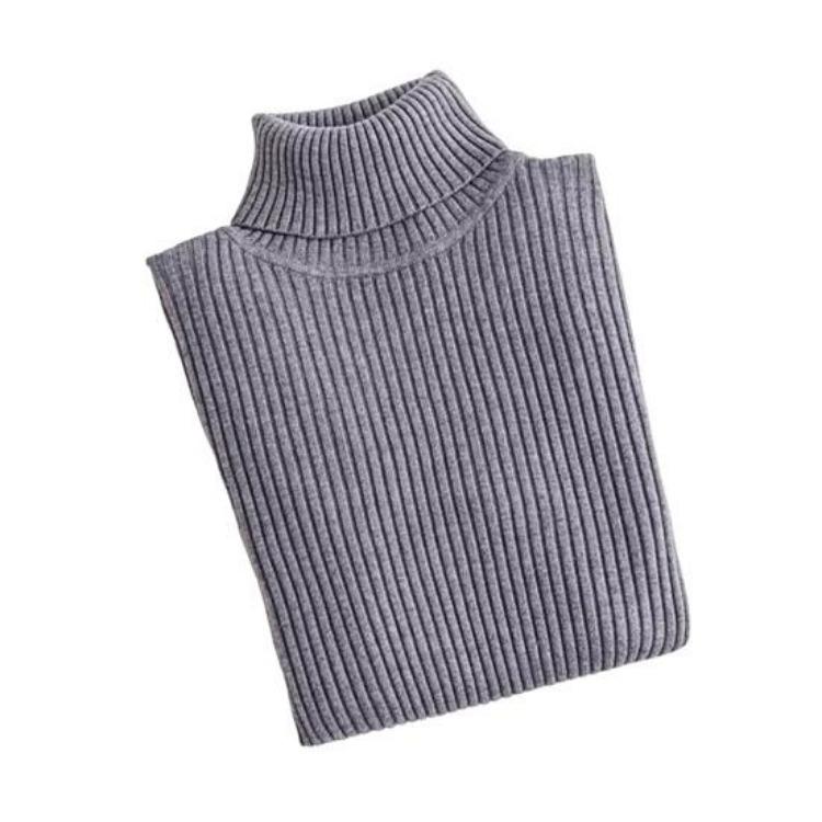 

Slim Fit Turtleneck Long Sleeve Sweater Women Knitted Top Solid Color Ribbed Daily Wear светло-серый