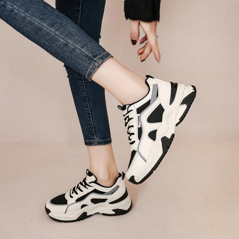 Foreign trade dad shoes women 2025 Korean version rubber sole showing feet small casual women's shoes thick sole heightening sports shoes