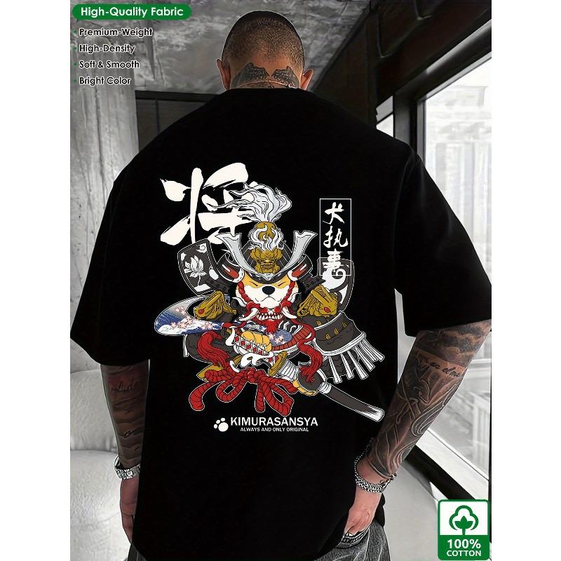 European Size Cotton Printed Men's Pure Cotton Vintage T-Shirt, Simple Fashion Comfortable Casual Printed T-Shirt