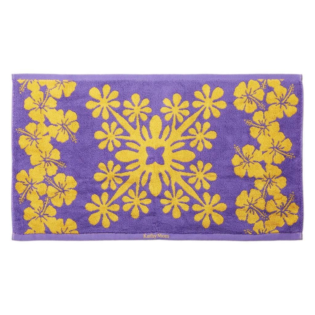 Cathy Mum Island Style Towel Bath Mat, Hawaiian Quilt Pattern, Pono Series, 86103104, Women's, 86103104C, Purple: Tiare, Approx. 16.5" x 27.5