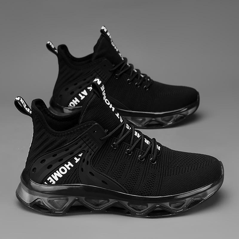 

2025 spring new men s trendy brand blade sneakers large size 45 high top breathable mesh shock-absorbing running shoes 46 39 чёрный