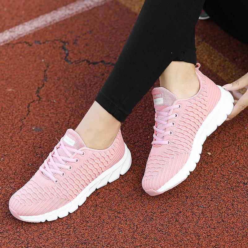 Flyknit Women's Shoes Korean Version Versatile Lightweight Women's Shoes Lace Up Casual Shoes Fashionable Sports Shoes for Women