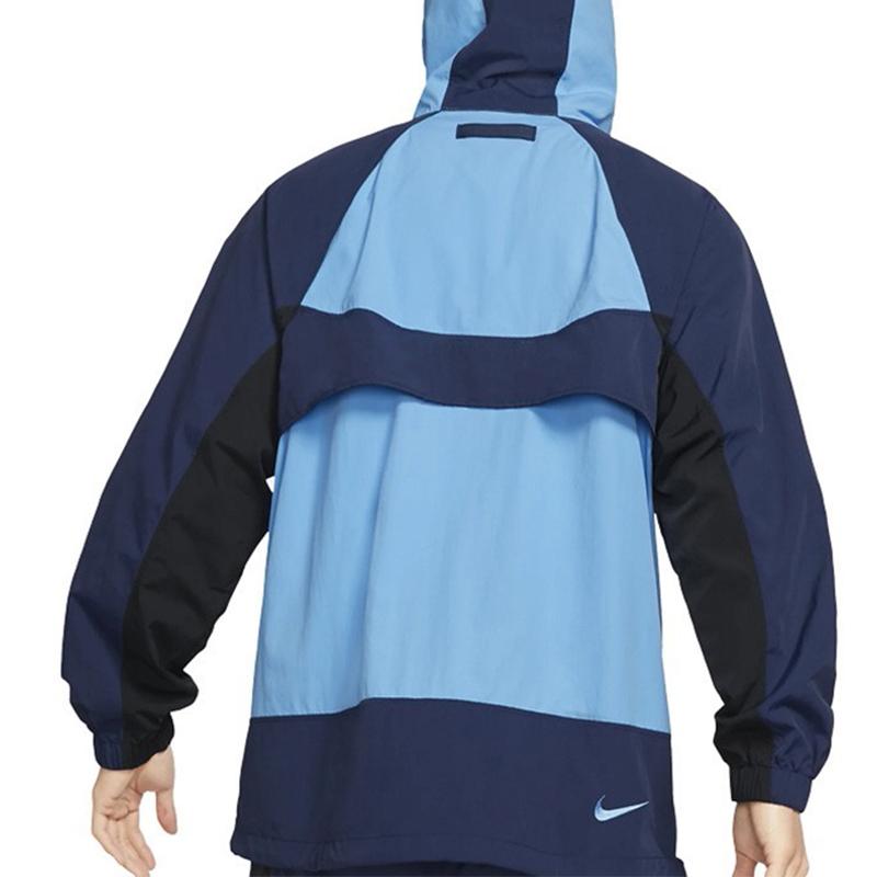 Nike Colorblock Half-Zip Woven Hooded Jacket Men Outerwear Blue BV5386-412