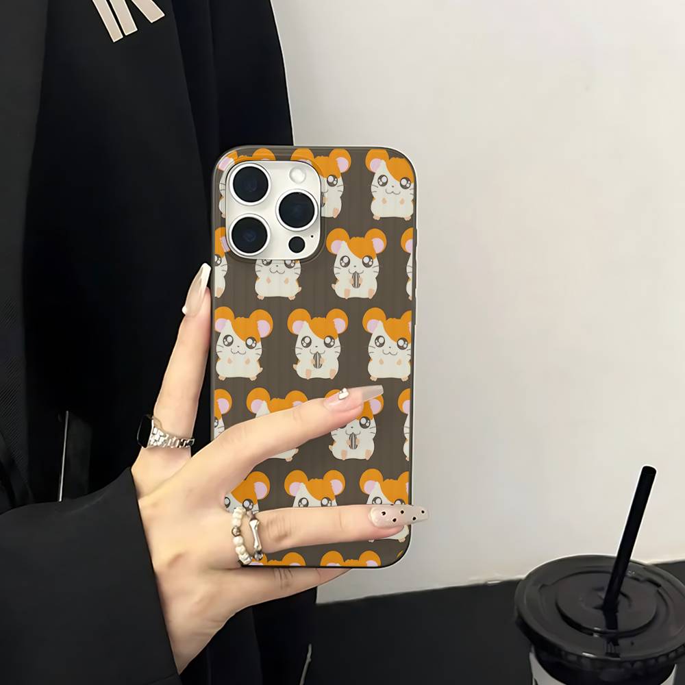 Hamtaro Cute Hamster Kawaii Lovely Corrugated Pattern Case For IPhone 16E SE4 12 17 16 15 14 13 11 Pro Max Stripe Cover