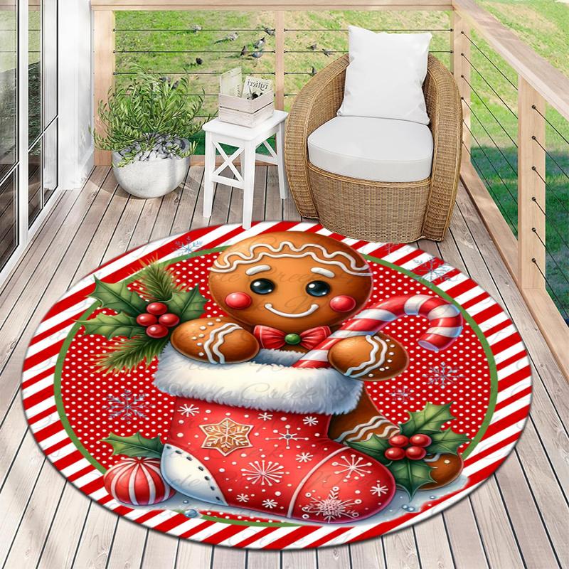 Cute cartoon gingerbread man Christmas gift rug home soft decorative anti-slip yoga table and chair mat carpet outdoor floor mat carpet Y1