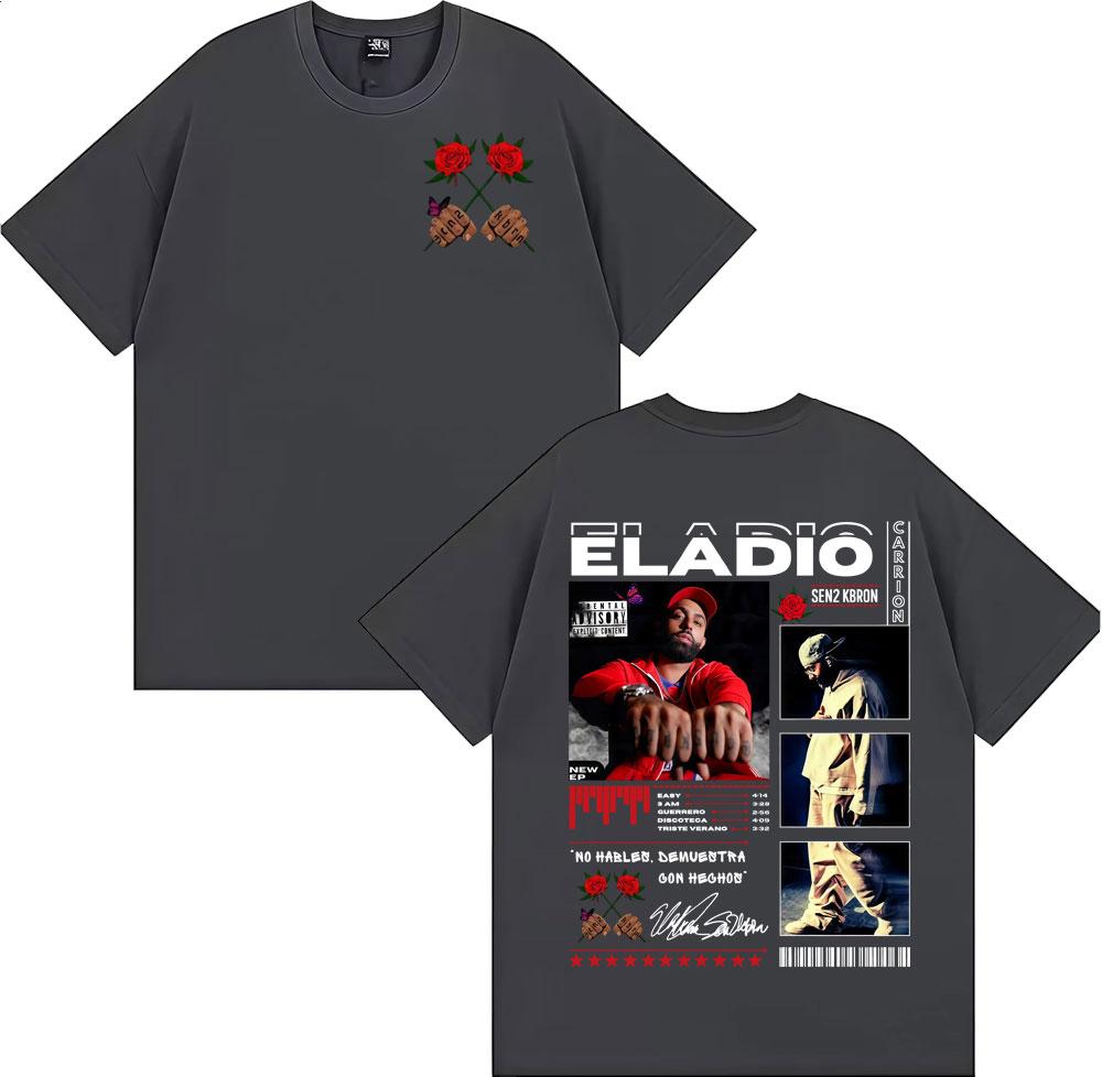 Rapper Eladio Carrion Sen2 Kbrn Tour Merch T Shirts Mens Clothing Cotton Short Sleeve Top Fashion Gothic Hip Hop Streetwear