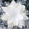 10 Shiny Flowers +10 Pieces of Wire + 10 Clips - Large White Decorations Suitable for Christmas, Weddings,