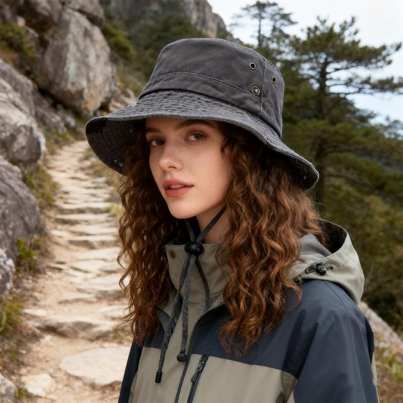 Breathable Cotton Bucket Hat For Outdoor Activity Foldable Sun Protective Unisex Design Fisherman Hat For Women Men