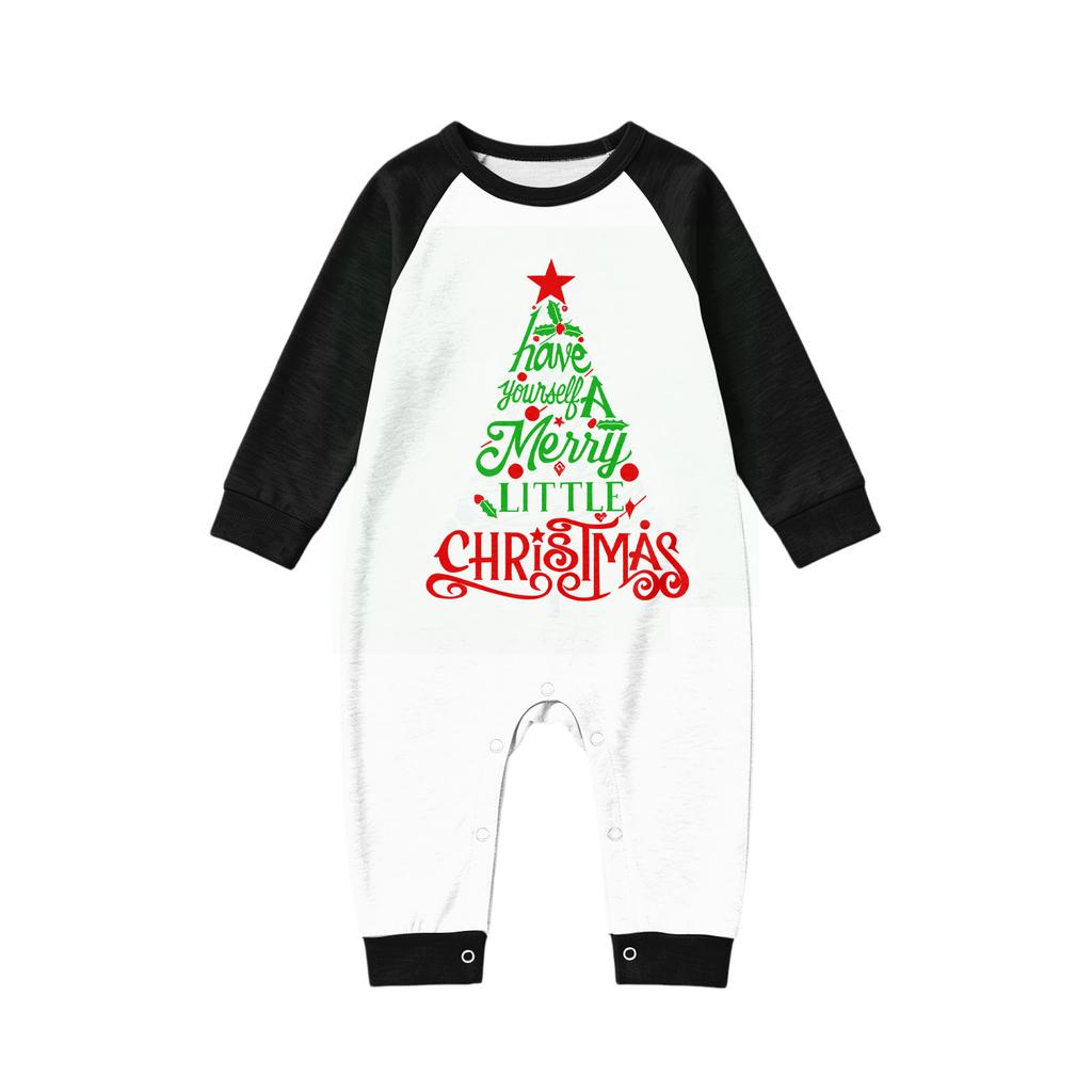 Matching Family Christmas Pajamas Set Long Sleeve Top and Pants Patchwork Print Wear