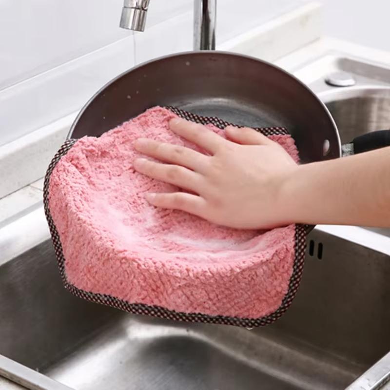 1/4Pcs Cleaning Cloth Kitchen Dishcloth Wall-Mounted Coral Velvet Cloth Dry And Wet Dual-Purpose Quick Water Absorption