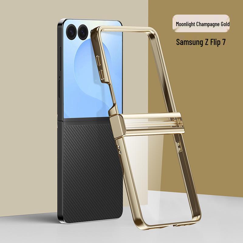 Samsung Z Flip Ultra-Thin Transparent Electroplated Drop-Proof Case Set for Models 7/6/5/4/3