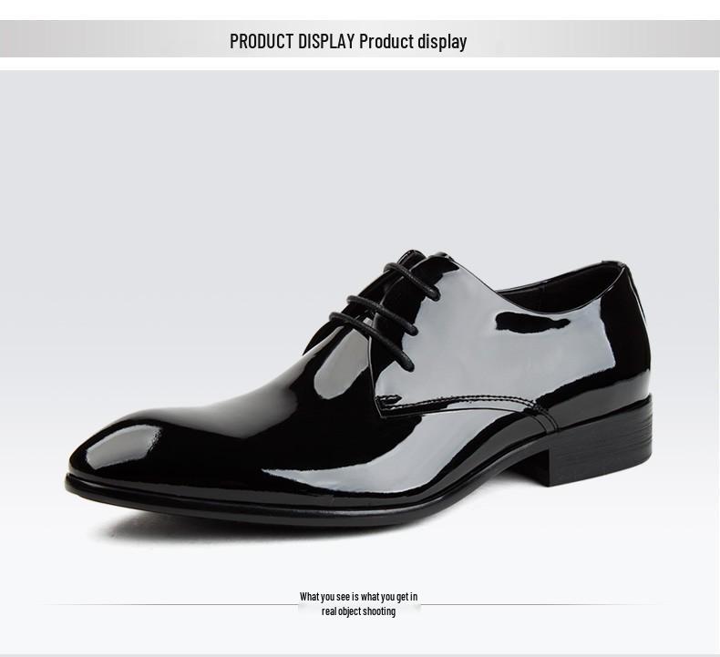 Brother Village Men's Patent Leather Lace-Up Formal Shoes – Shiny, Pointed Toe for Business or Weddings.