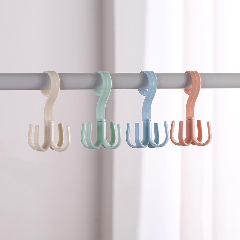 Four-claw Hook, Multi-functional and Rotatable, Scarf and Bag Storage Rack, Non-drilling Plastic Hook, Thickened Coat and Hat Hook