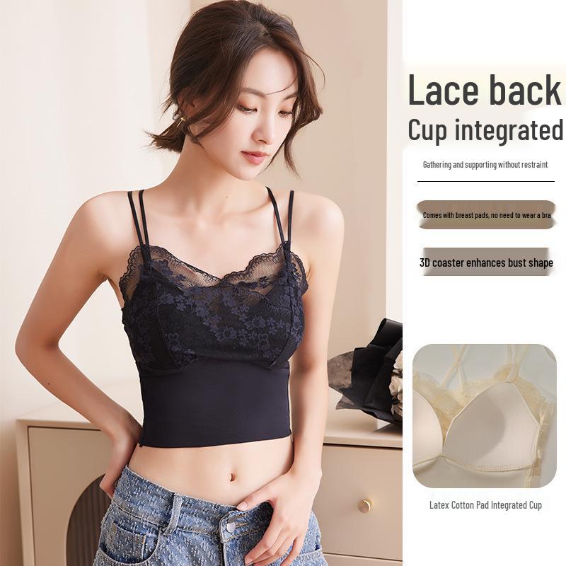 French Lace Strappy Camisole Top for Women - No Underwire, Stylish Outerwear & Inner Base Layer