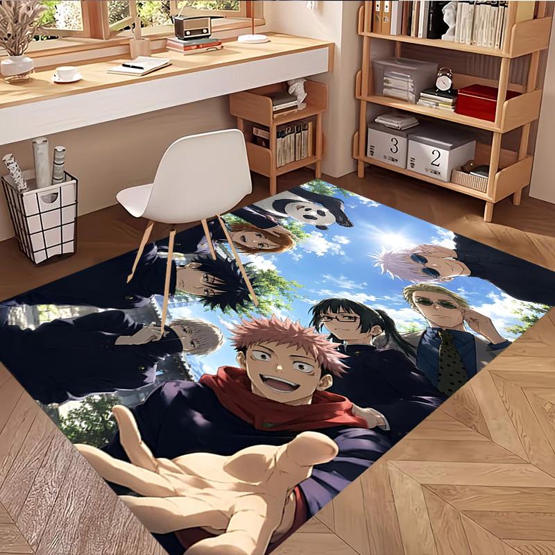 Jujutsu Kaisen Print Rug, Washable Floor Carpet, For Entryway Dorm Laundry Room Office Study, Home Decor Birthday Christmas Gift