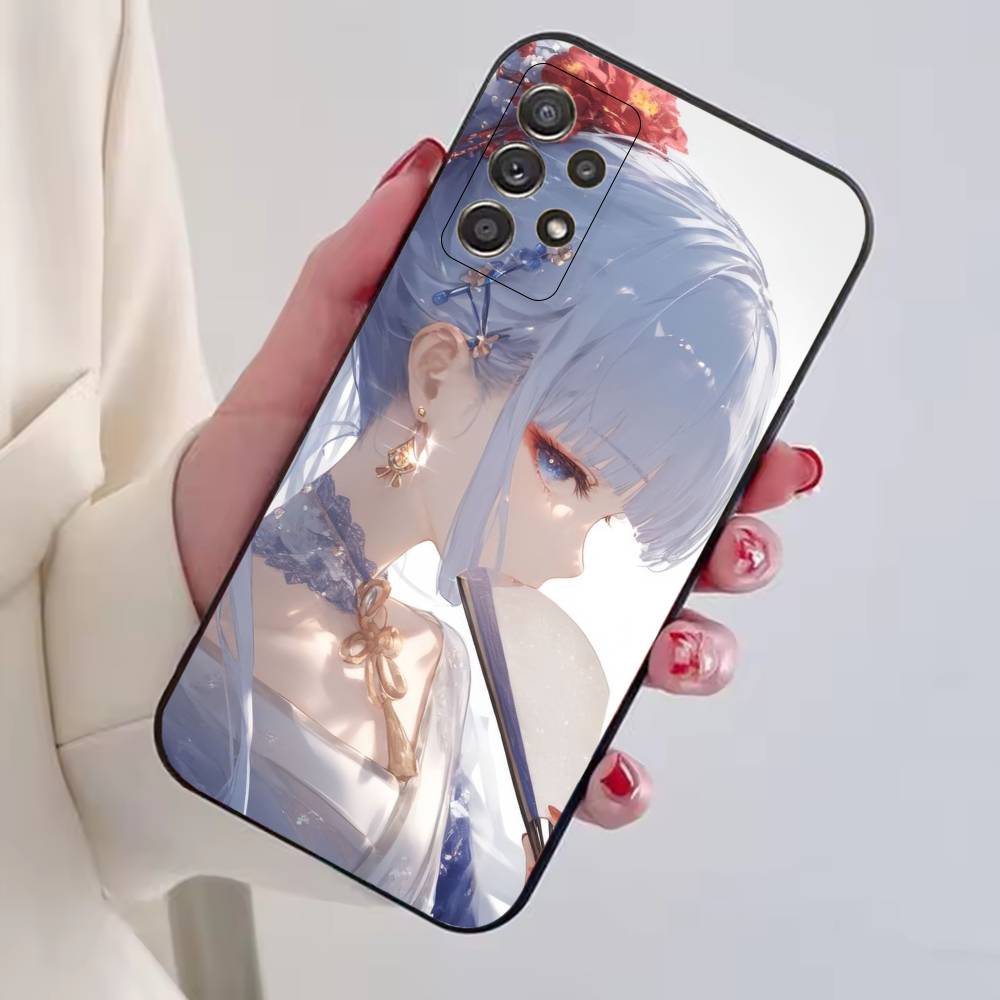 Genshin Impact K-Kamisato A-Ayaka Phone Case For Samsung S25,S24,S21,S22,S23,S30,Ultra,S20,Plus,Fe,Soft Silicone Black Cover