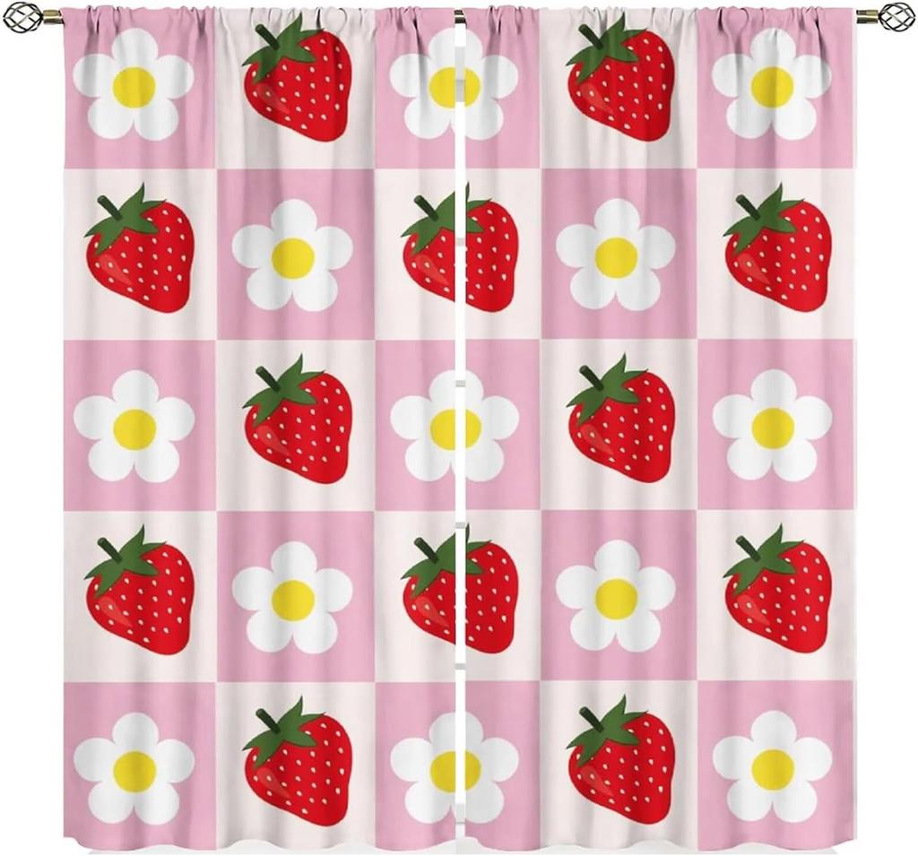 Chef Window Curtains, Fat Funny Cook Theme Curtains For Bedroom & Living Room, Red Black Buffalo Check Plaid Kitchen Drape