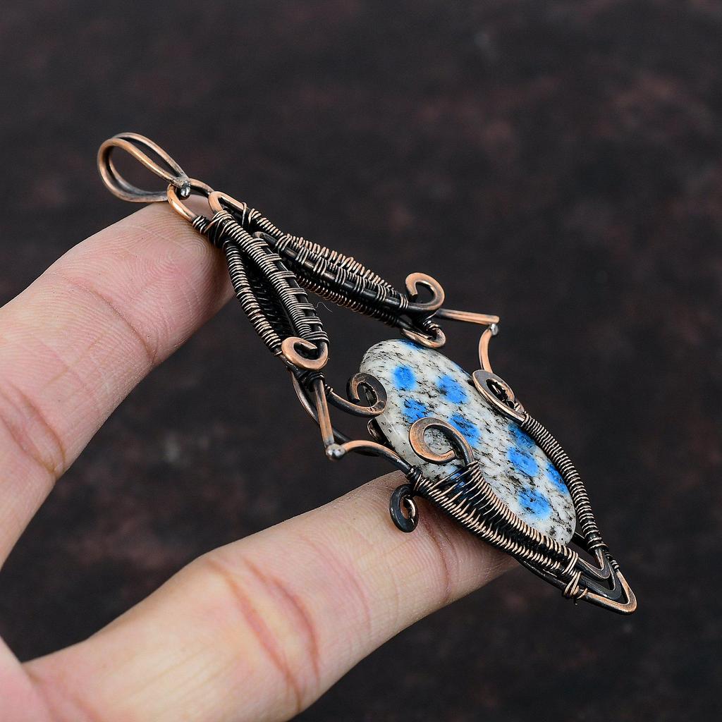 K2 Jasper Pendant Copper Wire Wrapped Pendant Original Gemstone Pendant Copper Jewelry Handmade Pendant Gift For Mother Wire Wrapped Jewelry
