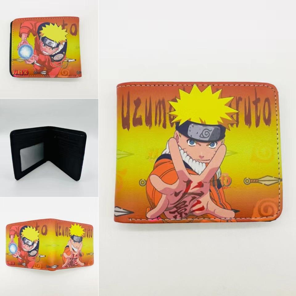 Naruto Wallet Anime Figure Uchiha Madara Kakashi Sasuke Pu Leather Short Coin Purse Multi Functional Wallet Card Holder Gift