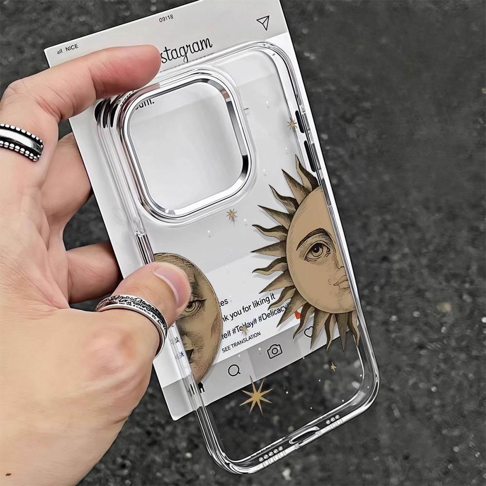Tarot Wind Moon Star Pattern Phone Case For Iphone 17 15 14 13 Pro Max 11 12  Max 7 8 Plus  Stylish Shockproof Soft Coque Cover