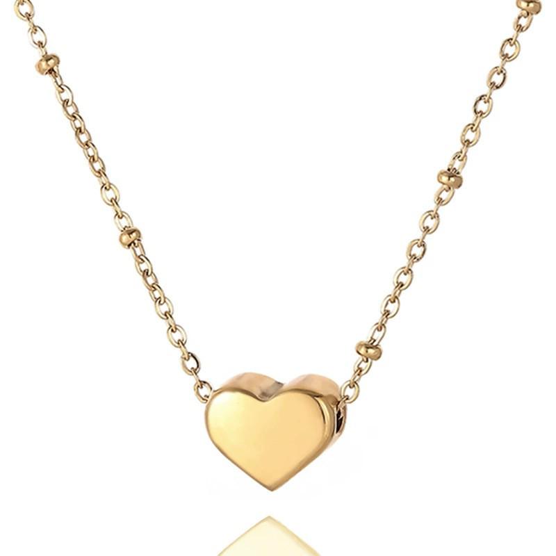 18k Herz Halskette: Europäisch-Amerikanische Leichte Luxus Titanstahl Schlüsselbein Kette
