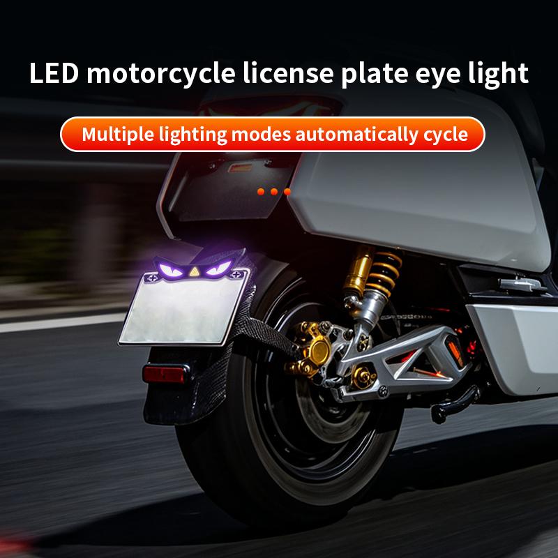 SEAMETAL LED-Motorradkennzeichenbeleuchtung „Dämonenauge“ Automatische Fahrrad-Rückleuchte mit Rückwärtsfahrwarnung Strobe