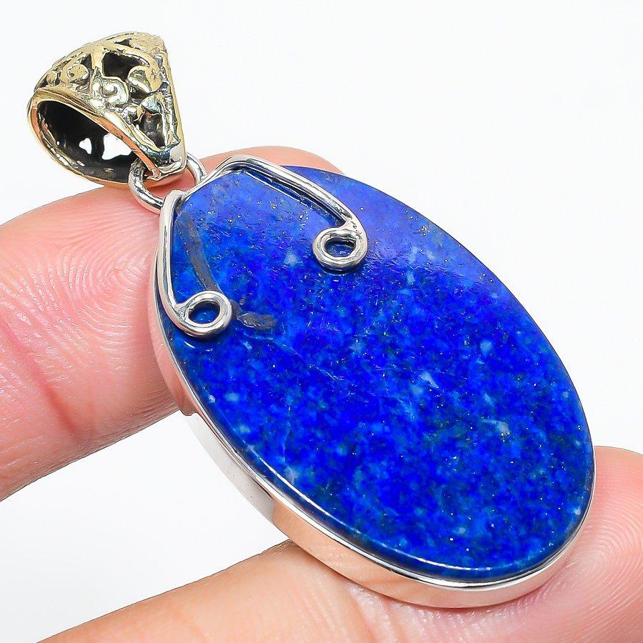 

Natural Lapis Lazuli Gemstone Handmade 925 Solid Sterling Silver Pendant 2 Y7a66