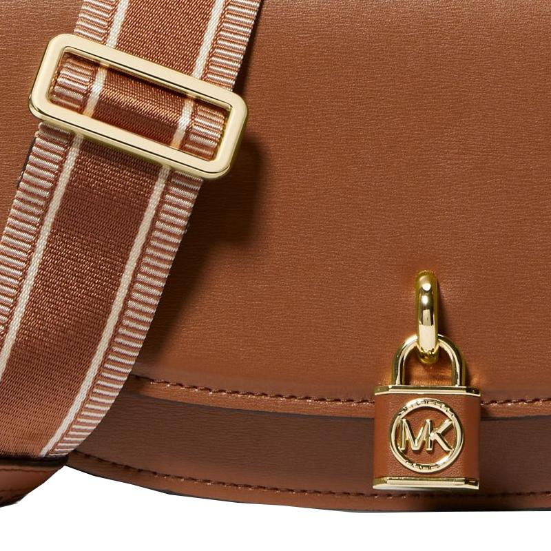 New MICHAEL KORS Mila Cow Leather Messenger Saddle Bag, Crossbody Bag, Shoulder Bag Medium Women's Brown 30S3GIMM8L-230