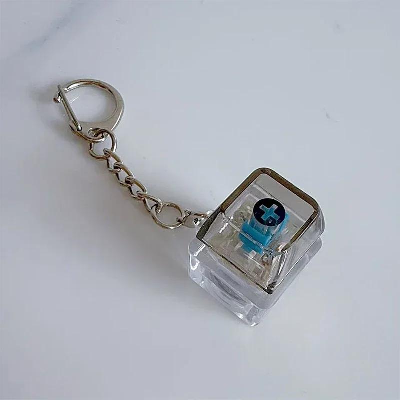 Fingertip Button Keychain Fidget Toy LED Keyboard Key Cap Key Chain Mechanical Switch Keyring Stress Relief Gadget