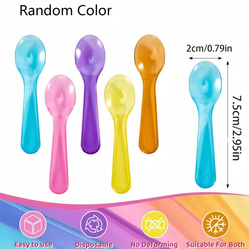 50pcs/100pcs-Colored Taster Spoons, Plastic Mini Spoons Multi-Color, Ice Cream Spoons For Crafts, Tasting, Sampling Color Random