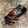 Bird Oil Painting Style Plating Phone Case For Iphone 16 17 Pro Max Air 16E 14 15 Plus 12 13 Mini Anti-Fall Airabag Cover