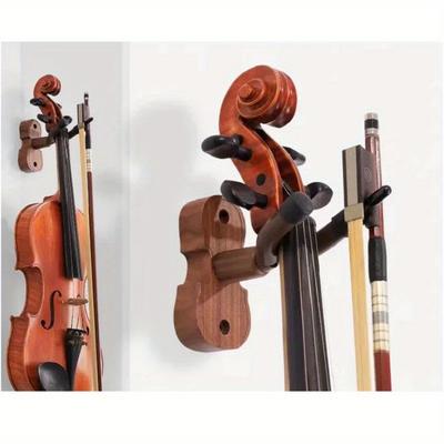 1 pieza Diseño práctico Montado en la pared Violín Fiddle Viola Colgador Gancho Base de madera duradera Colgador de violín Colgador de pared para estudio en casa para violín