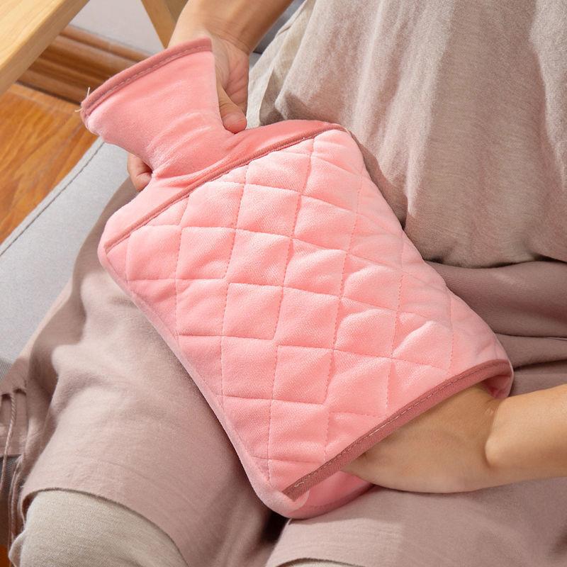 1000/2000ml Hot Water Bag Winter Hand Warmer Hot Water Bottle PVC Thickened Portable Warm Hand Warmer Plush Mini Warm Water Bag