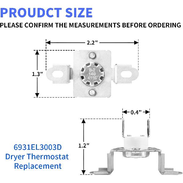 6931EL3003D Limit Thermostat & 6931EL3001E Thermostat & 6323EL2001B Thermistor Compatible with LG Dryers Replaces AP4440975, 1268366, 6931EL3003E,