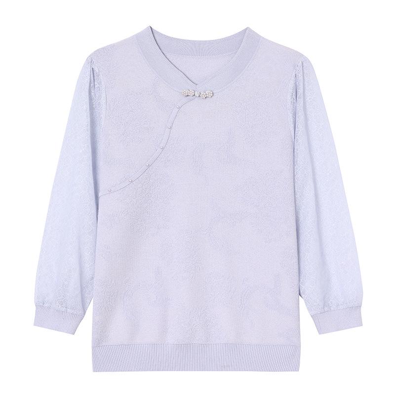 2026 Trendy Spring Knit Base Layer Top for Middle-Aged & Elderly Women - Fashionable Thin Sweater