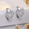 New Heart Hollow Out Circle Love  Silver Neelde Earrings Punk  for Cool Girl Friendship Gifts Gold Color Ear Studs