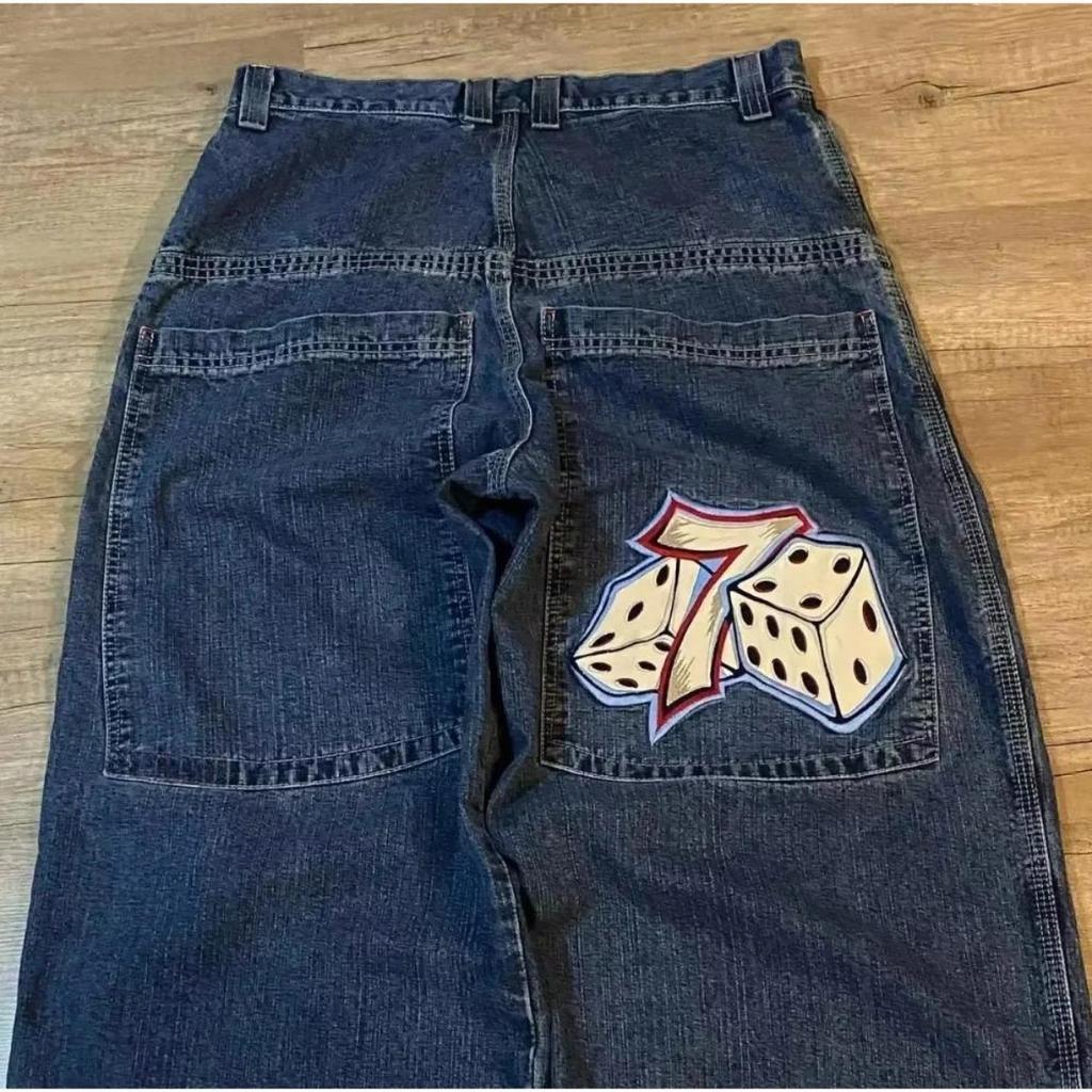 GLYDE Embroidered Baggy Jeans Y2K Clothes Men Women Harajuku Hip Hop Embroidered Vintage Blue Baggy Jeans Low Rise Wide Leg Pants