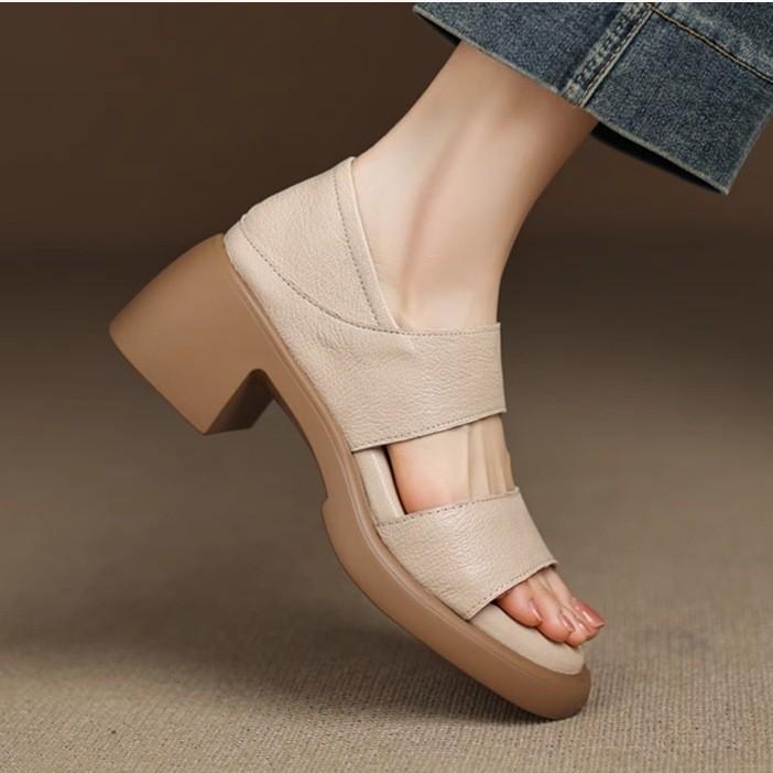 Fashion Comemore Fish Mouth Sandals Women Summer Outside Wear Two Wear High-heeled Roman Shoes Soft Leather Platform Pumps Sandales