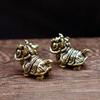 Pure Copper Octopus Statue Vintage Brass Lion Fox Figurines Desktop Feng Shui Ornament Miniatures Antique Tea Pet Crafts