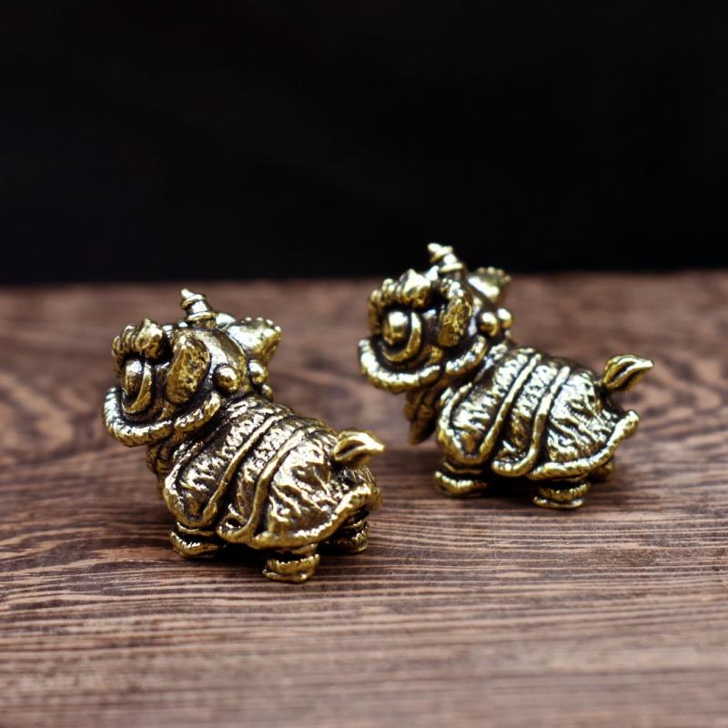 Pure Copper Octopus Statue Vintage Brass Lion Fox Figurines Desktop Feng Shui Ornament Miniatures Antique Tea Pet Crafts