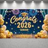 2026 Grad Background Star Decor Grad Event Display Graduation Banner Firework Design Senior Celebration Banner For Senior Indoor