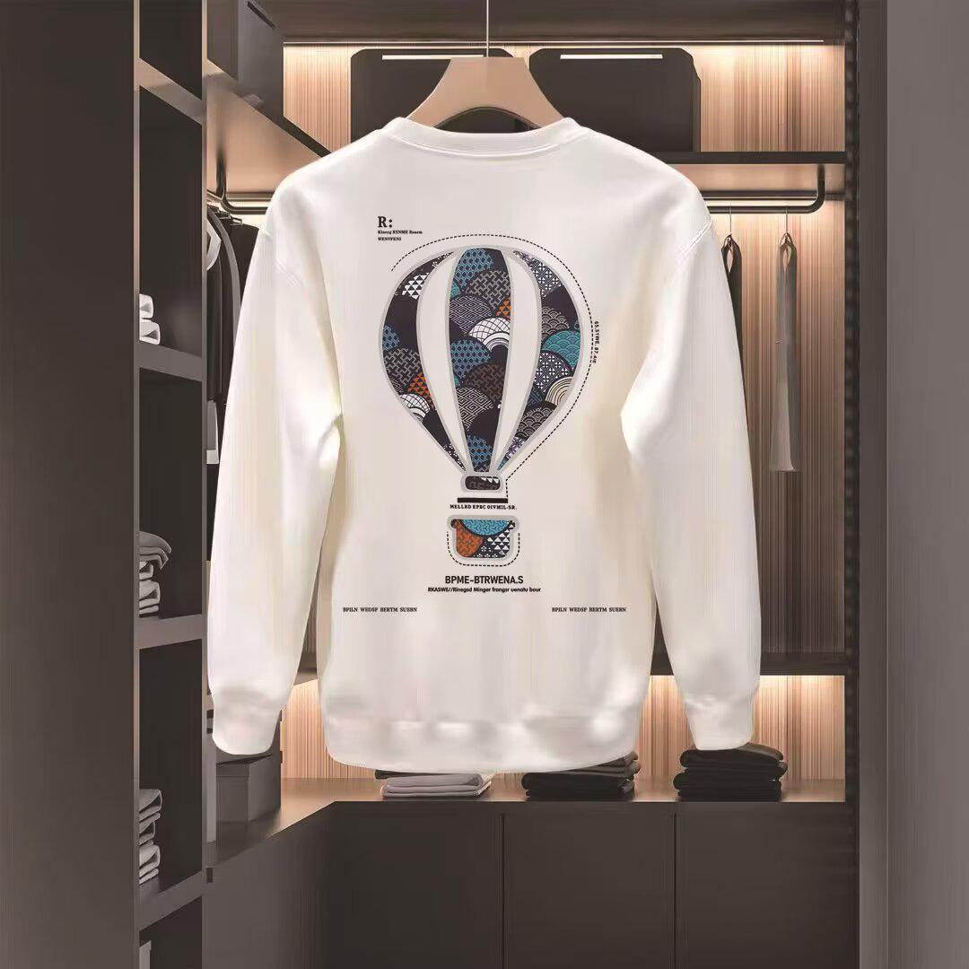 Men s Trendy Round Neck Hoodie - Autumn/Winter Casual Long Sleeve Tee 3XL