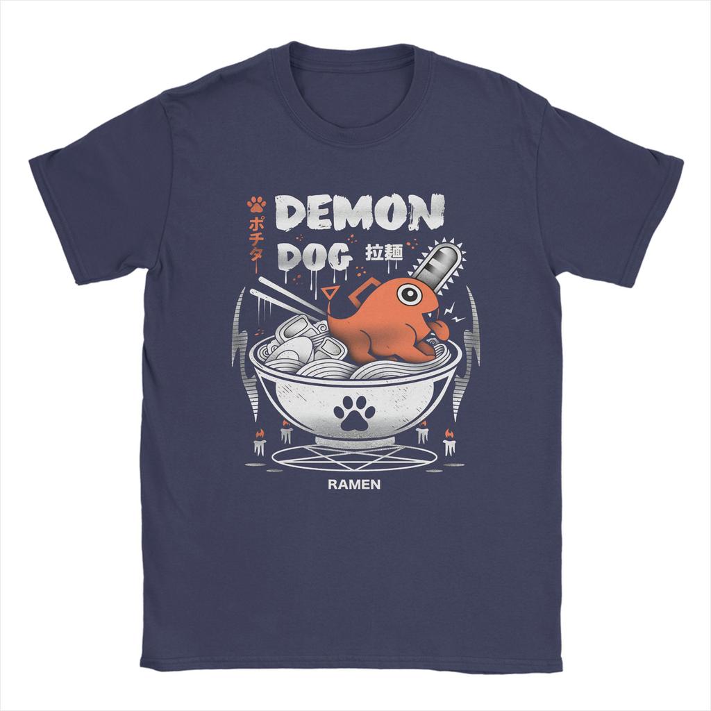 Cool Demon Dog Ramen Pochita Anime Chainsaw Men T-Shirts for Men O Neck Cotton T Shirts Short Sleeve Tee Shirt Plus Size Clothes