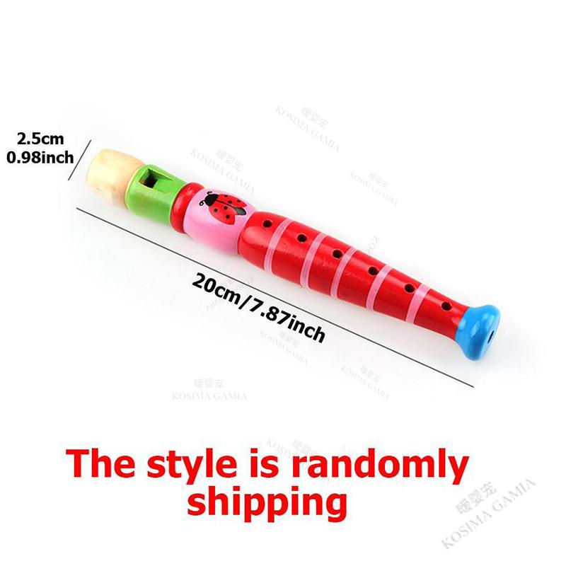 Kid Toys Musical Wooden Flute Toy Instrument Early Music Education Develop 6-Holes Recorder Wooden Flute Musical Instruments