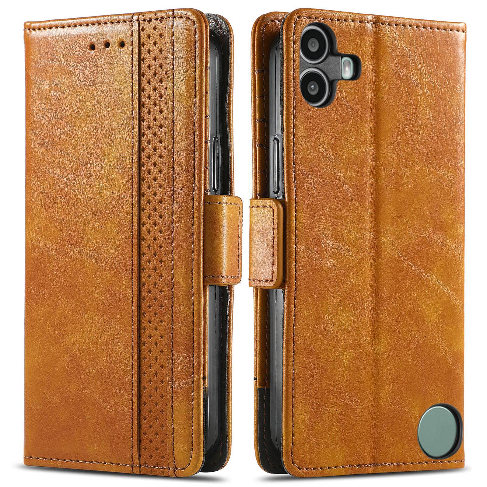 

Чехлы для телефона Nothing CMF Phone 1 CASENEO Обложка-подставка из ПУ кожи с кошельком и RFID-блокировкой Light Brown