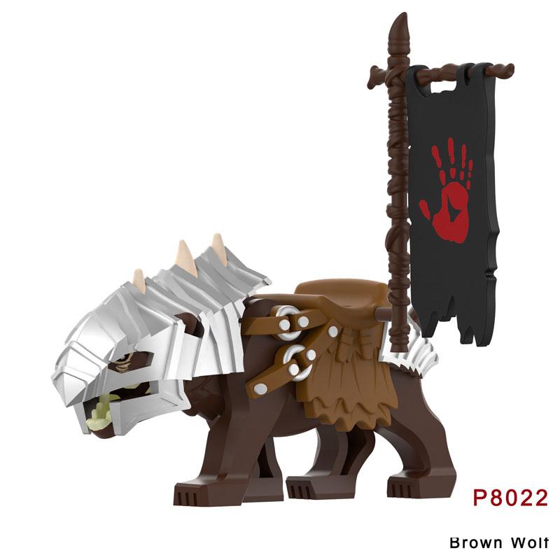 Medieval Accessories Building Blocks Soldiers Weapons Military Flags Mount War Horses Orc Mount Flags Wolf Bricks Kids Toys Gift