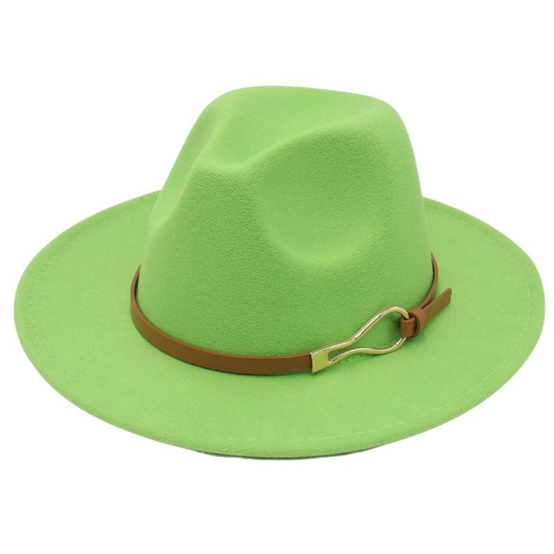 Foreign Trade Elegant Felt Hat Belt Buckle Top Hat Modified Face Jazz Hat British Dance Performance Woolen Hat Literature And Art